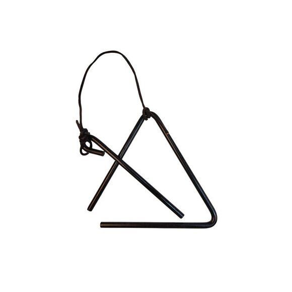 Iron Triangle Dinner Bell With Leather Hanging Strap Black 9x9 inch Country Farm - Picture 8 of 9